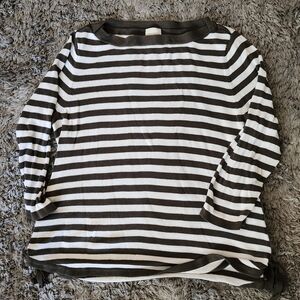 Chico's Black and White Striped Long Sleeve Top